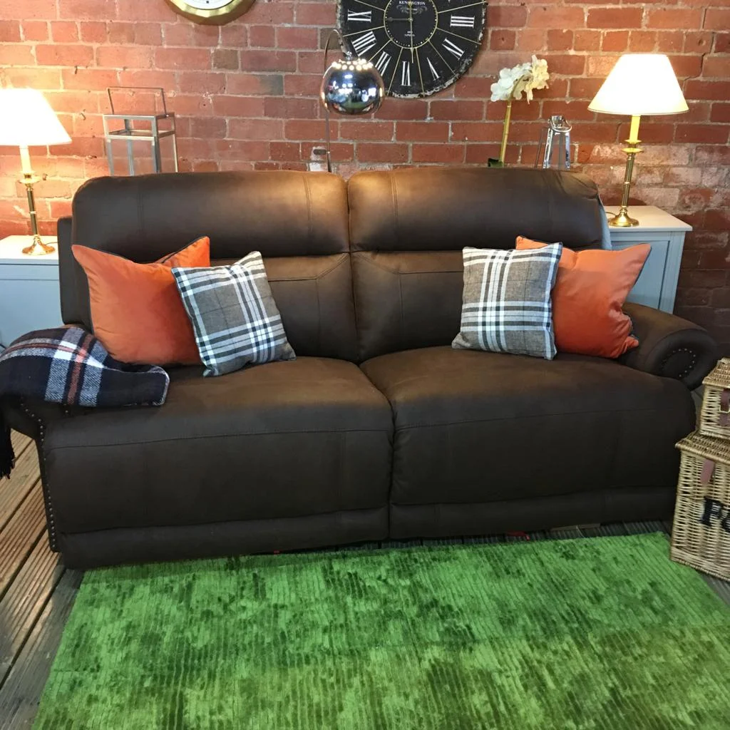 Chocolate Suede Effect Electric Recliner | Three Seater