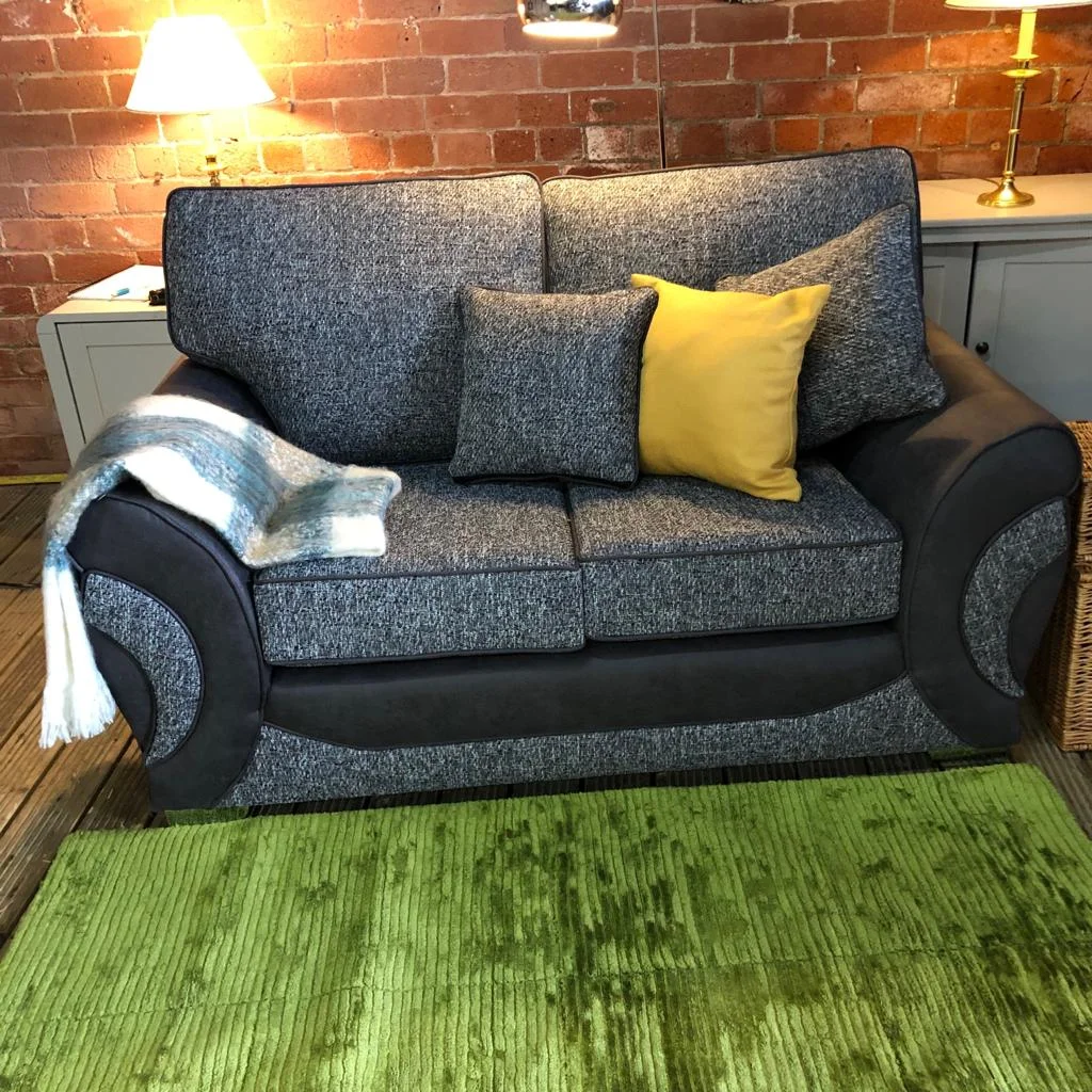 Black Snakeskin Trim Featuring Chrome Feet Two Seater — Supa Sofa Leeds