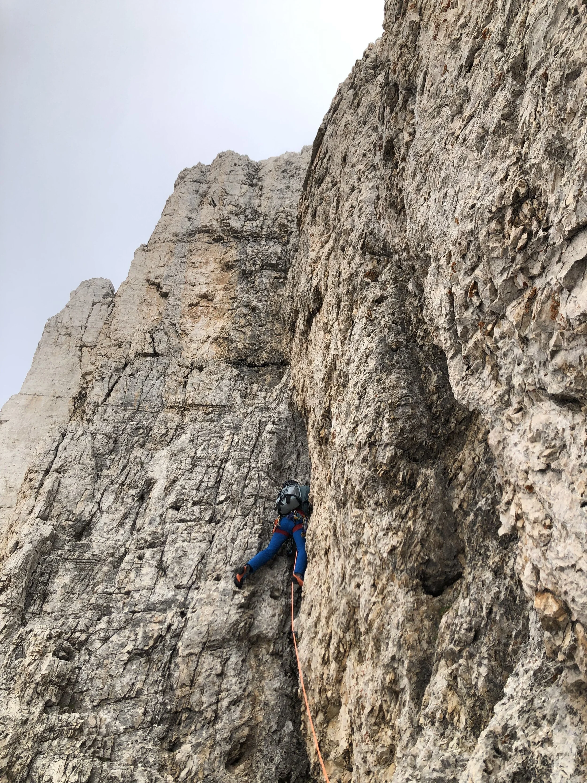 Fehrmann Corner UIAA IV+ on Torre Stabeler. 5 pitches of historic traditional rock climbing 10 minutes from the lovely Rifugio de Alberto.
