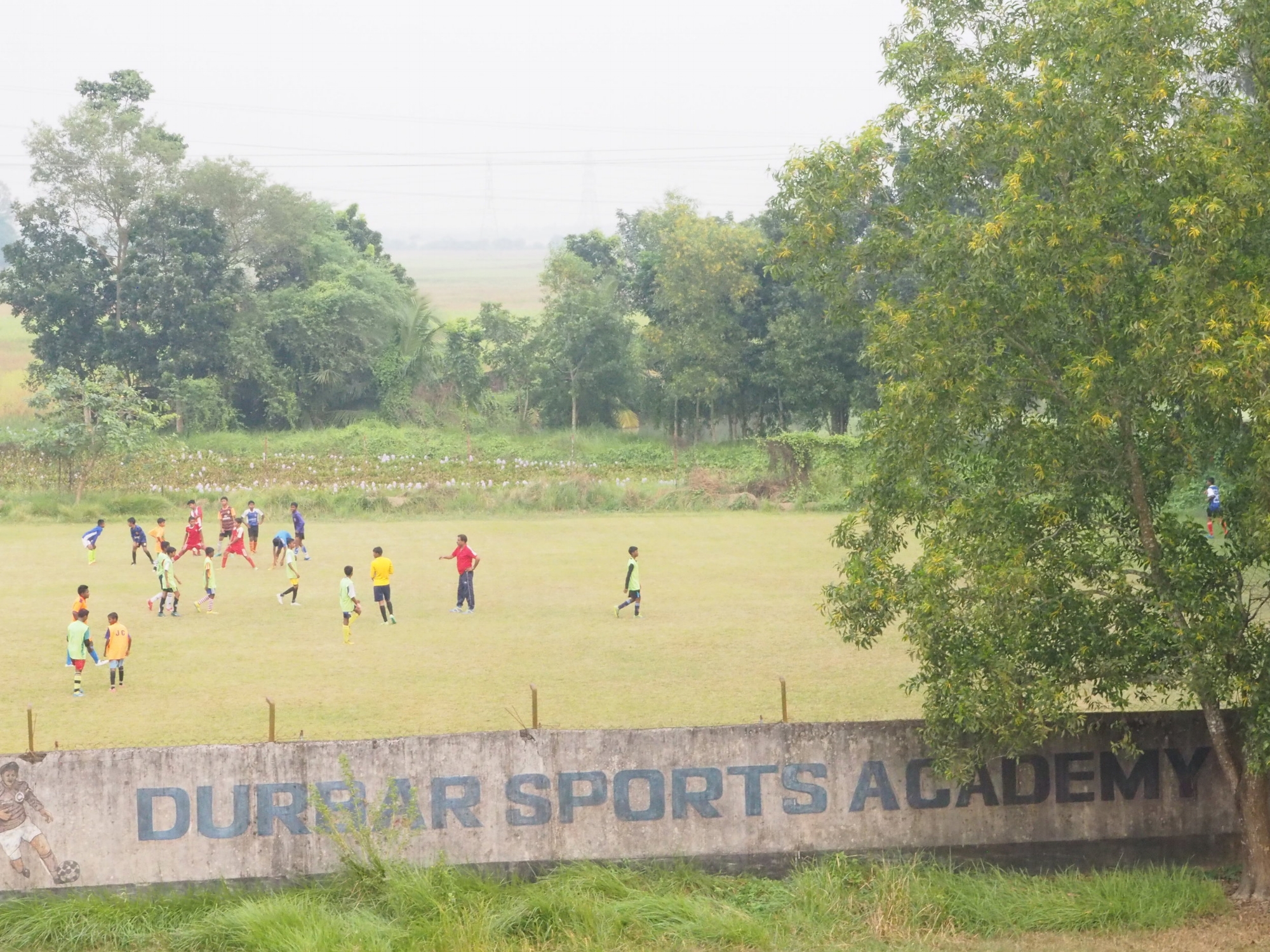  An aerial view of the football field at Baruipur. 