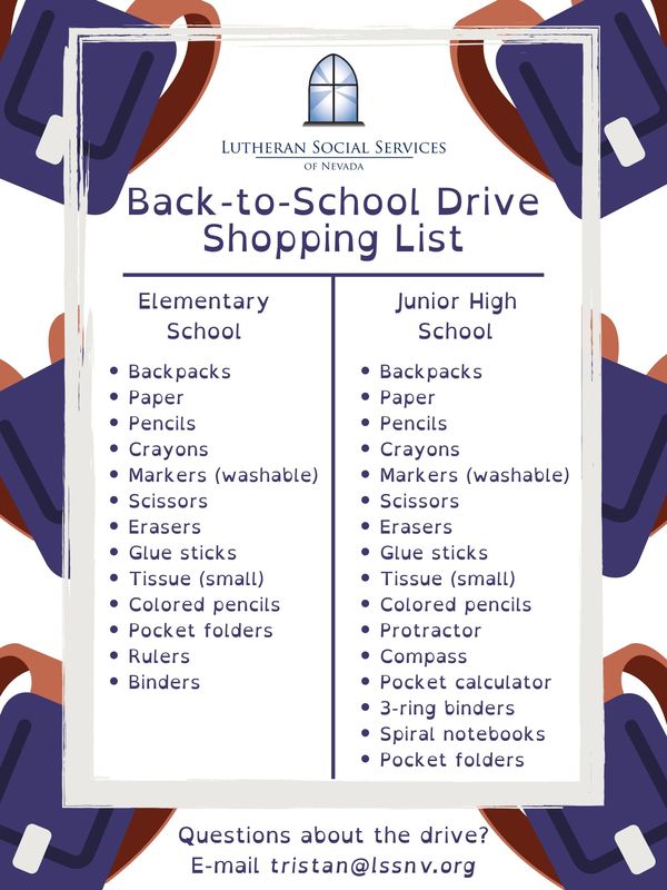 Help out with Lutheran Social Services of Nevada's Back-to-School Drive —  Grand Canyon Synod of the ELCA