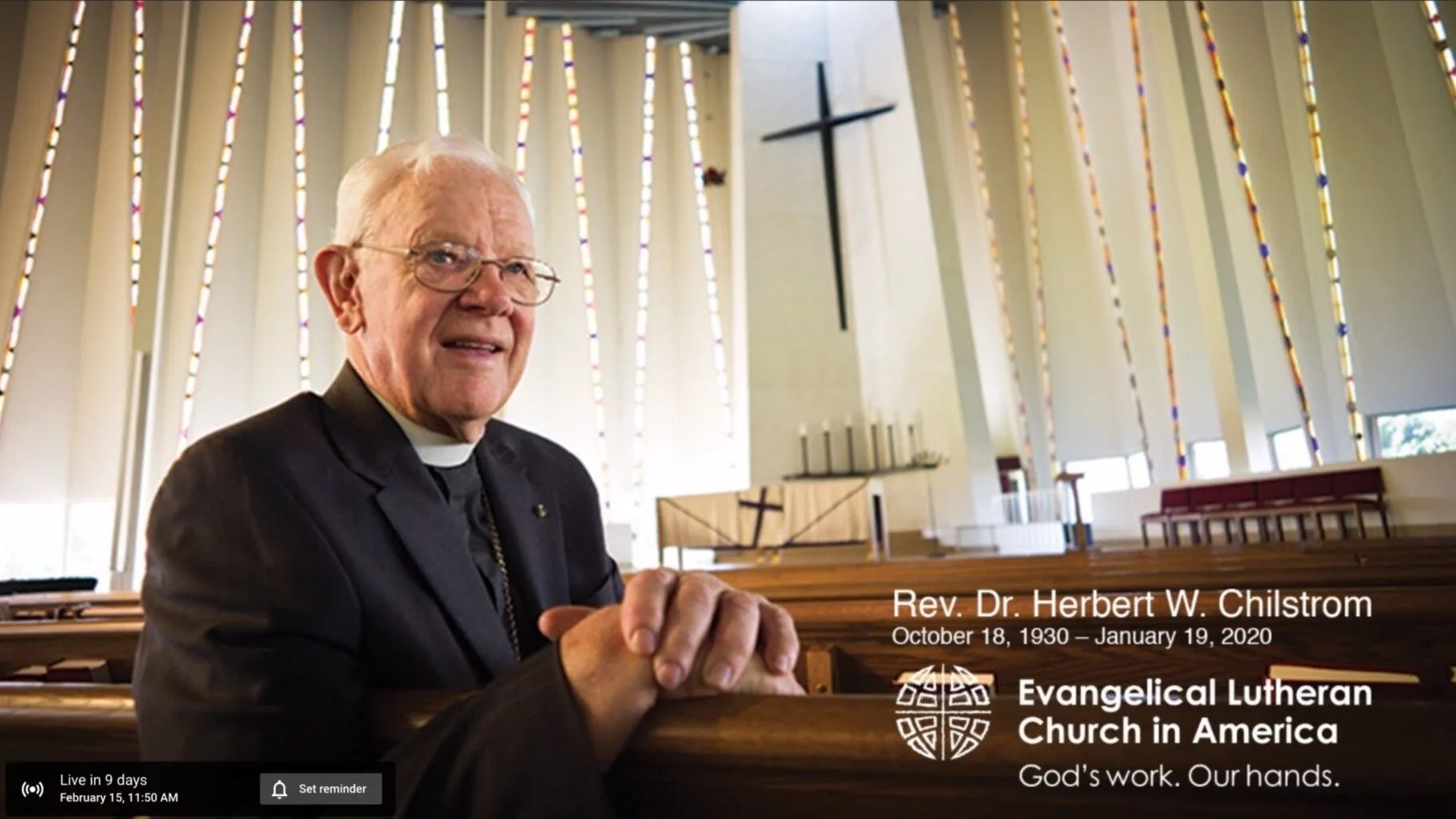 Live-stream info: Rev. Dr. Herbert W. Chilstrom Memorial Service