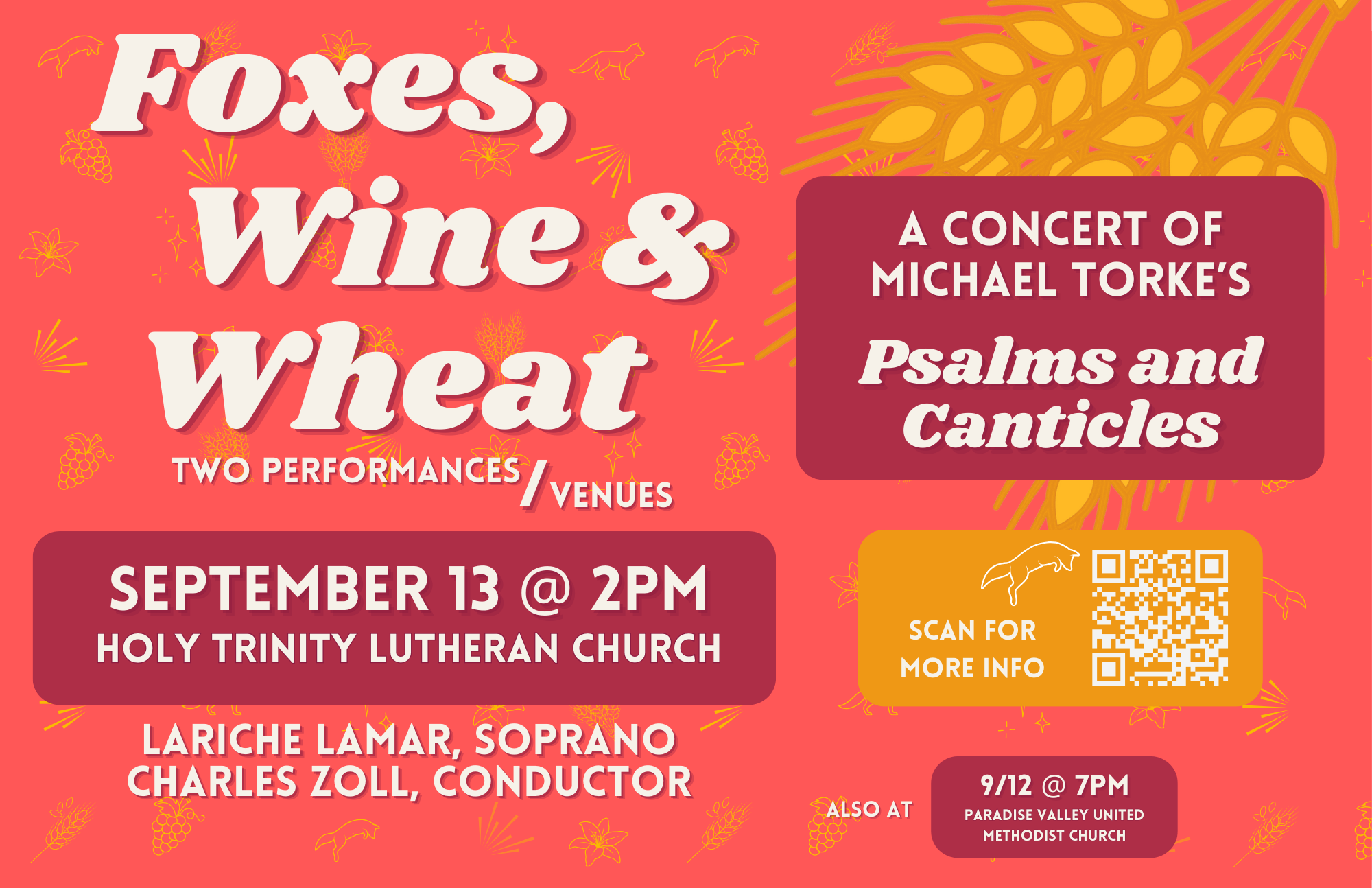 Free Concert: Foxes, Wine & Wheat Premieres Michael Torke’s Psalms and Canticles at Paradise Valley United Methodist Church
