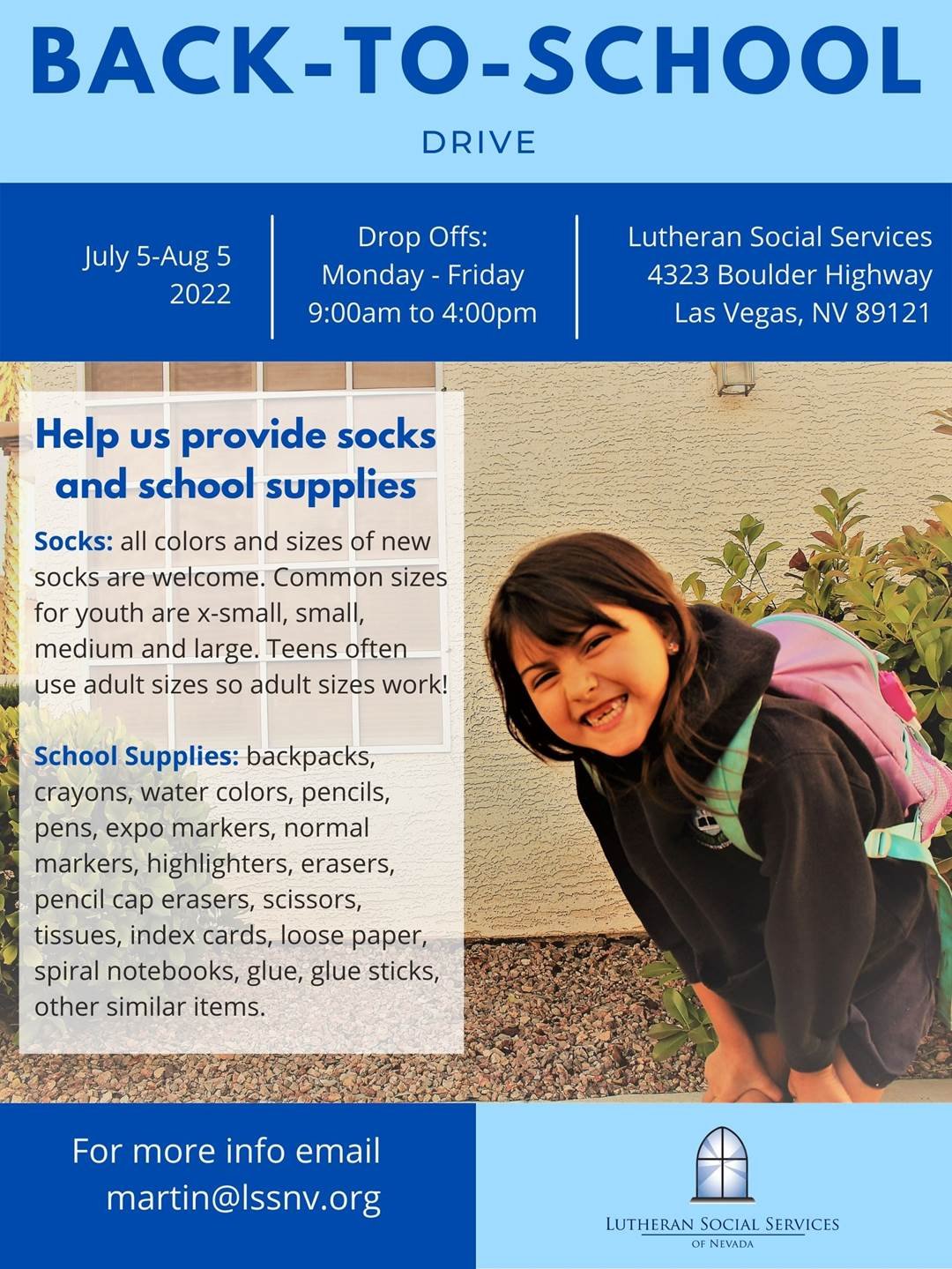 Help out with Lutheran Social Services of Nevada's Back-to-School Drive —  Grand Canyon Synod of the ELCA