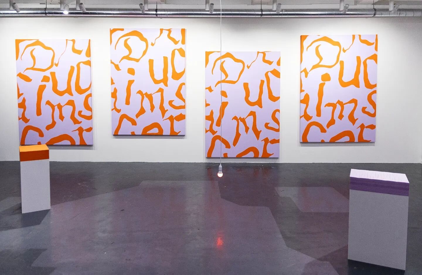Thinking back to my MFA grad show work at Slash Gallery last summer...
You have to keep changing the way I address you, the way you address me
Oil on canvas, five parts, each 140 x 200cm; with printed stacks of text works, edition of 1500, 29.7 x 42c