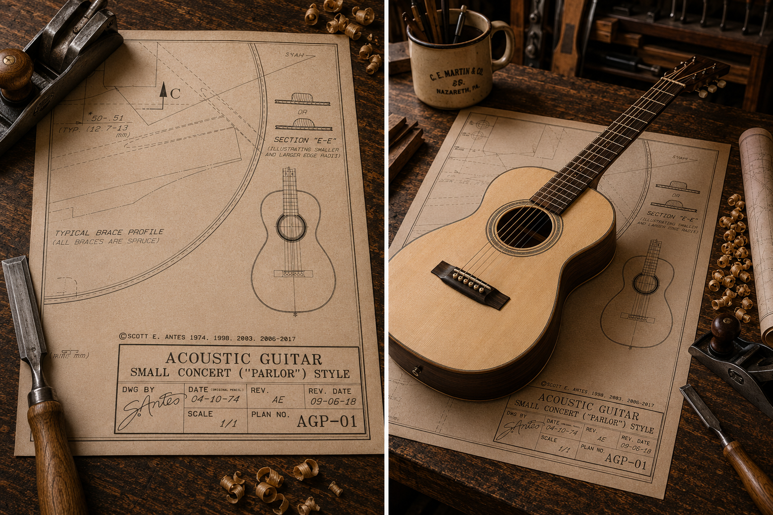 Scott Antes AGP-01 – Small Concert ("Parlor") Guitar Plan