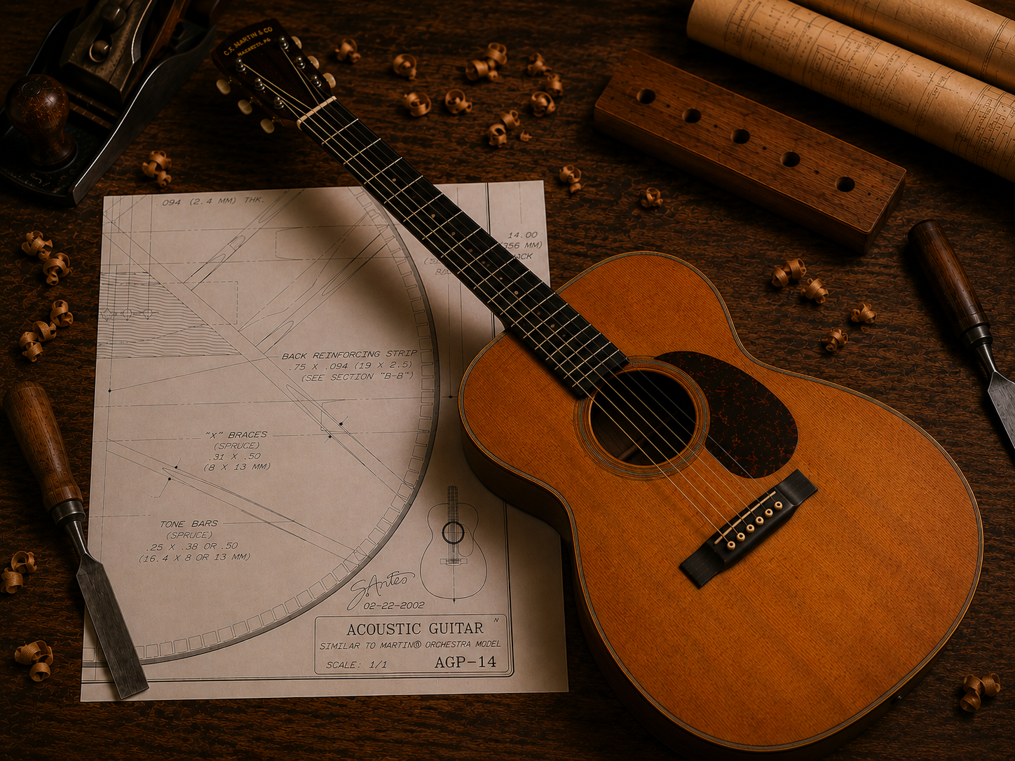 Scott Antes AGP-14 – Steel String ("Orchestra") Guitar Plan