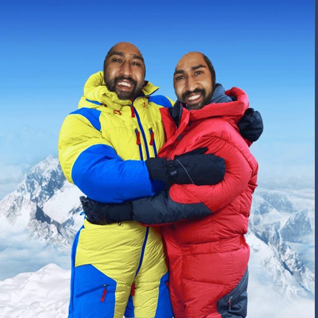 We climbed Mount Everest! 🏔 #startedfromthebottom #thetwindians #mounteverest #jacked #mountaineers #johnoliver #lastweektonight #iclimbedmounteverest