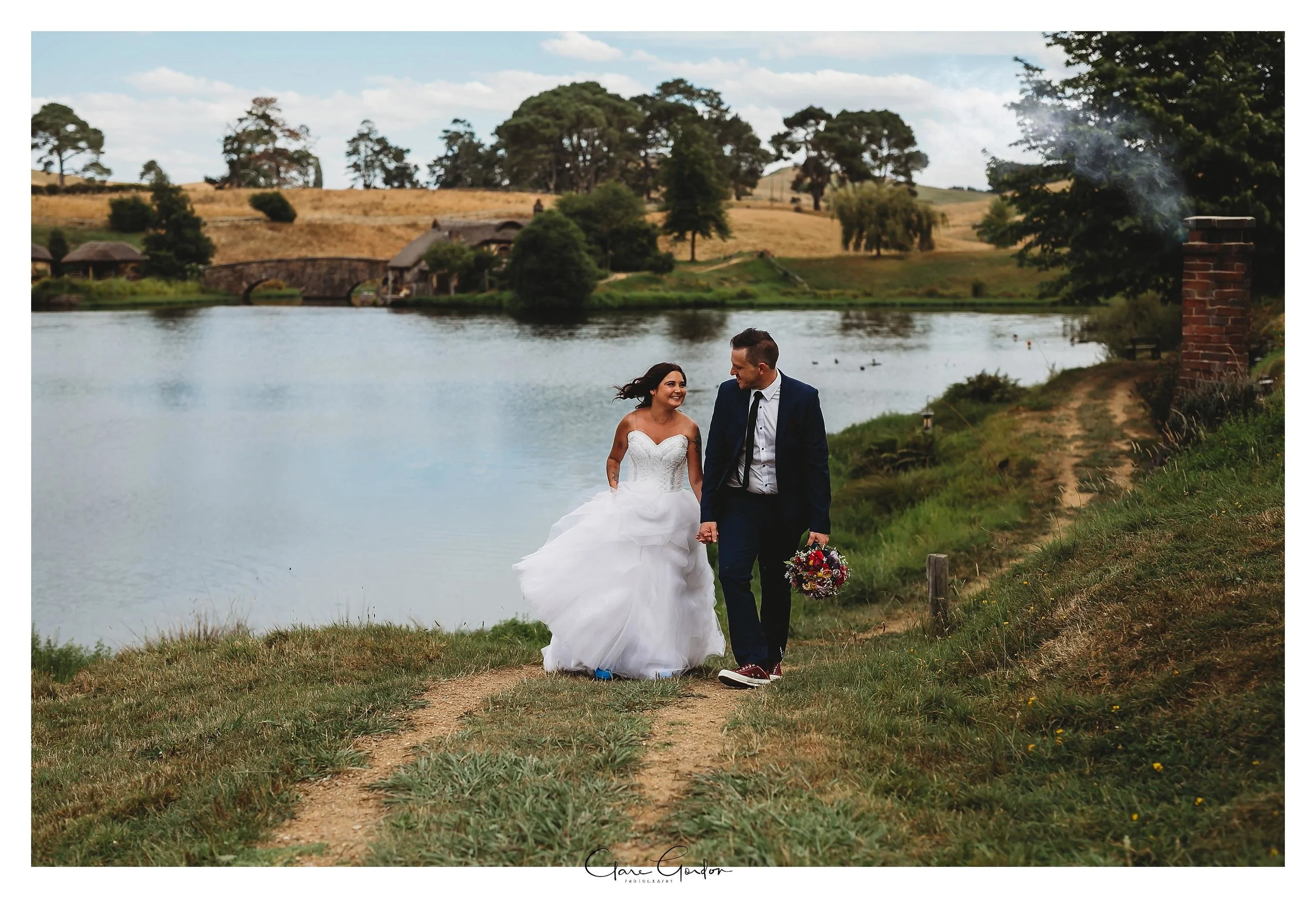Daniel & Danielle Hobbiton Movie set Wedding Clare Gordon