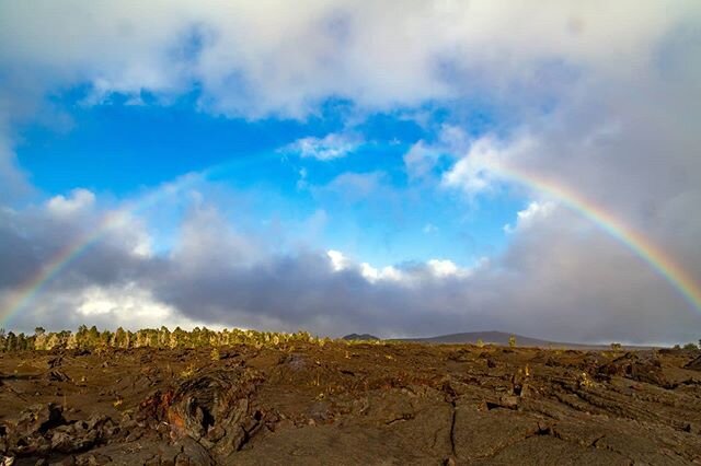 Rainbow across the Lava in Hawaii Volcanoes National Park.  #nationalparks #findyourpark #outdooradventures #nationalparkobsessed #nationalparkservice #usinterior #nationalparksandmonuments #national_park_photography #hawaiivolcanoesnationalpark #haw