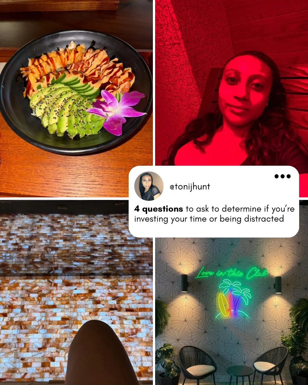 The saying that you&rsquo;ll be surrounded by all types of noise when you&rsquo;re finally aligned with your purpose is TRUE.

These 4 questions help you stop and discern if the people, habits and ways you&rsquo;re spending your time are truly adding