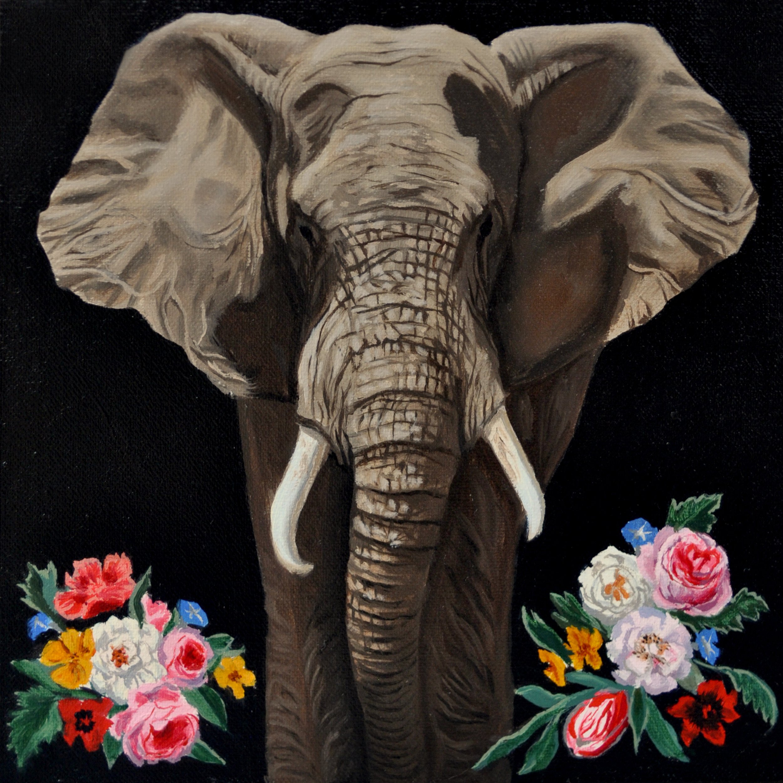 Elephant with Flowers (SOLD)
