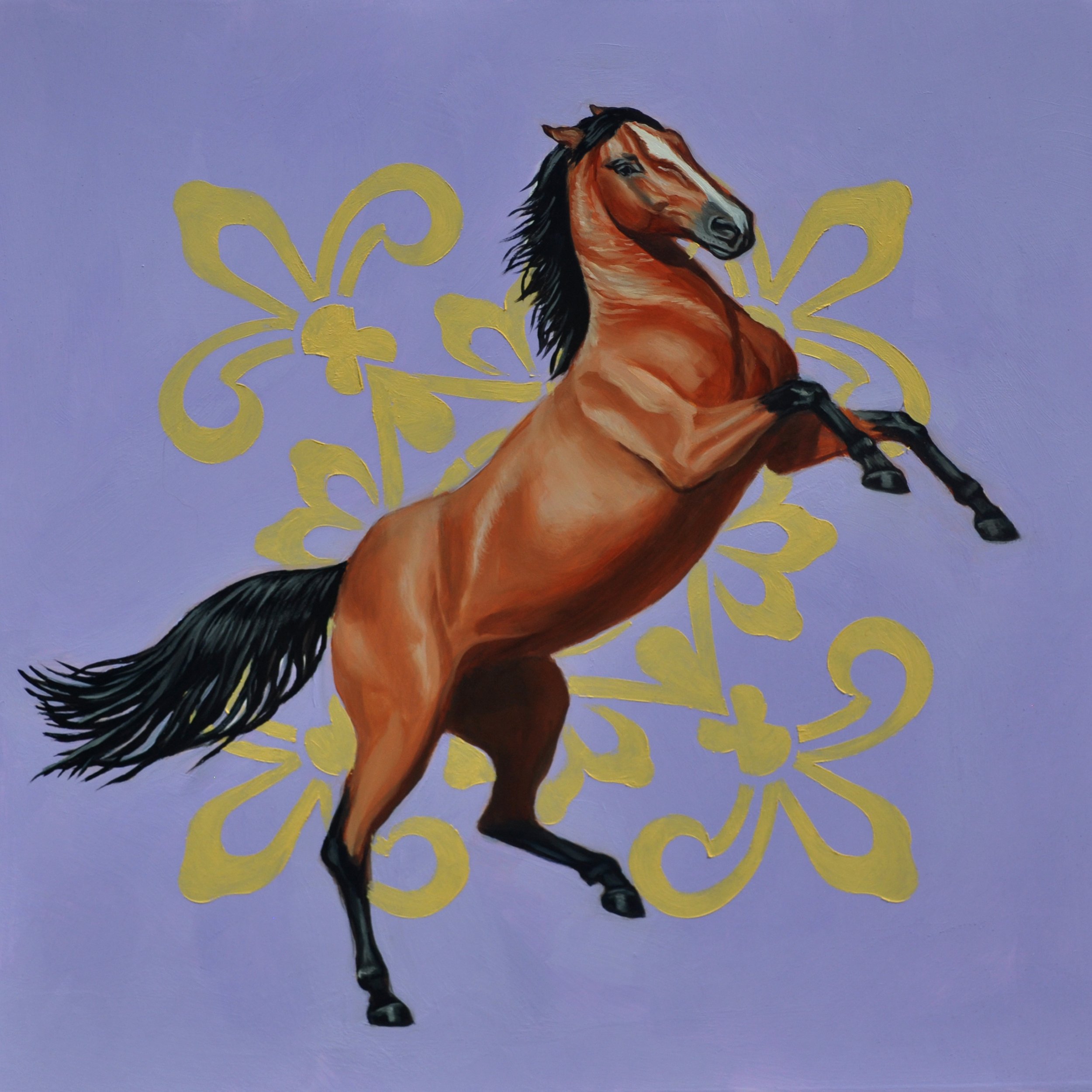 Leaping Horse on a Purple Background