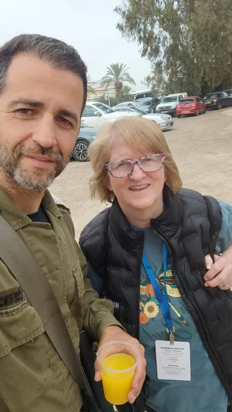   Me with an IDF soldier at a military compound, where we had served them breakfast.