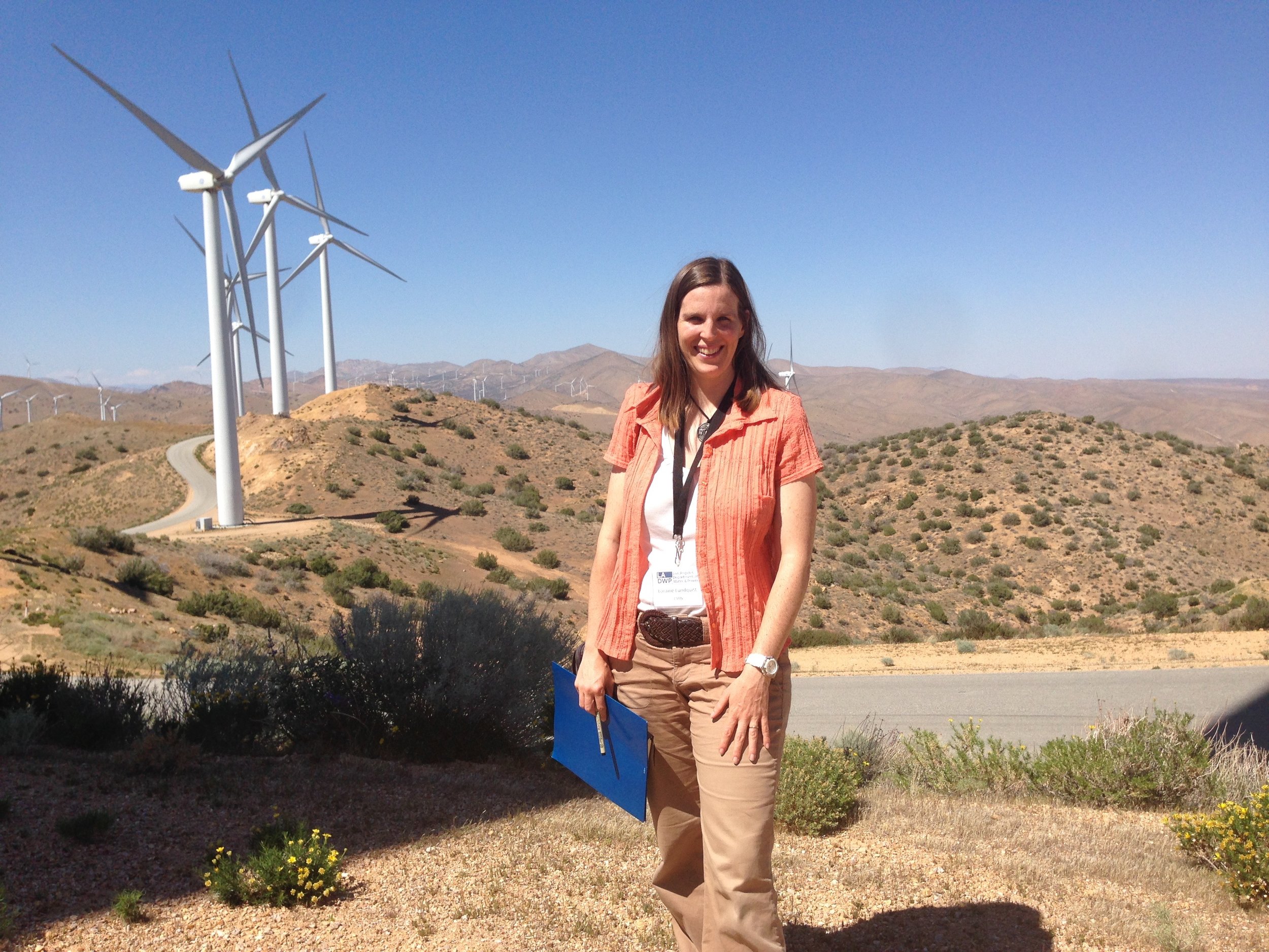 Loraine touring an LADWP wind farm