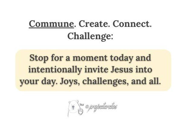 Communing with #theDivine may not always come naturally. Stop for a moment today and #InviteJesus into your day.

#CommumeChallenge #ConnectChallenge #connecting #communing #kingdomchallenge #spiritualgrowth #spiritualfriendship #listening #runningth