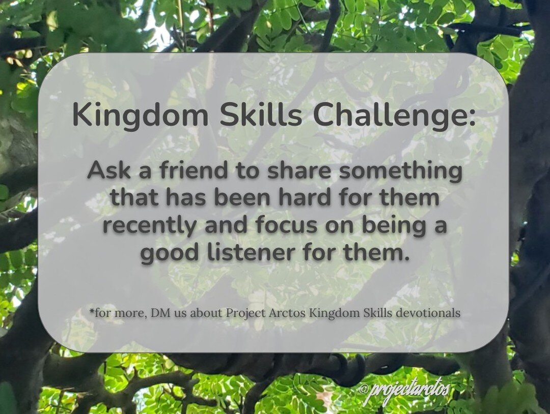 It can be hard to #openup even to #goodfriends.

Take the challenge today and invite a friend to share something they might not otherwise. Be sure to #listen long enough to fully understand where they are coming from.

The #KingdomSkillsChallege is d
