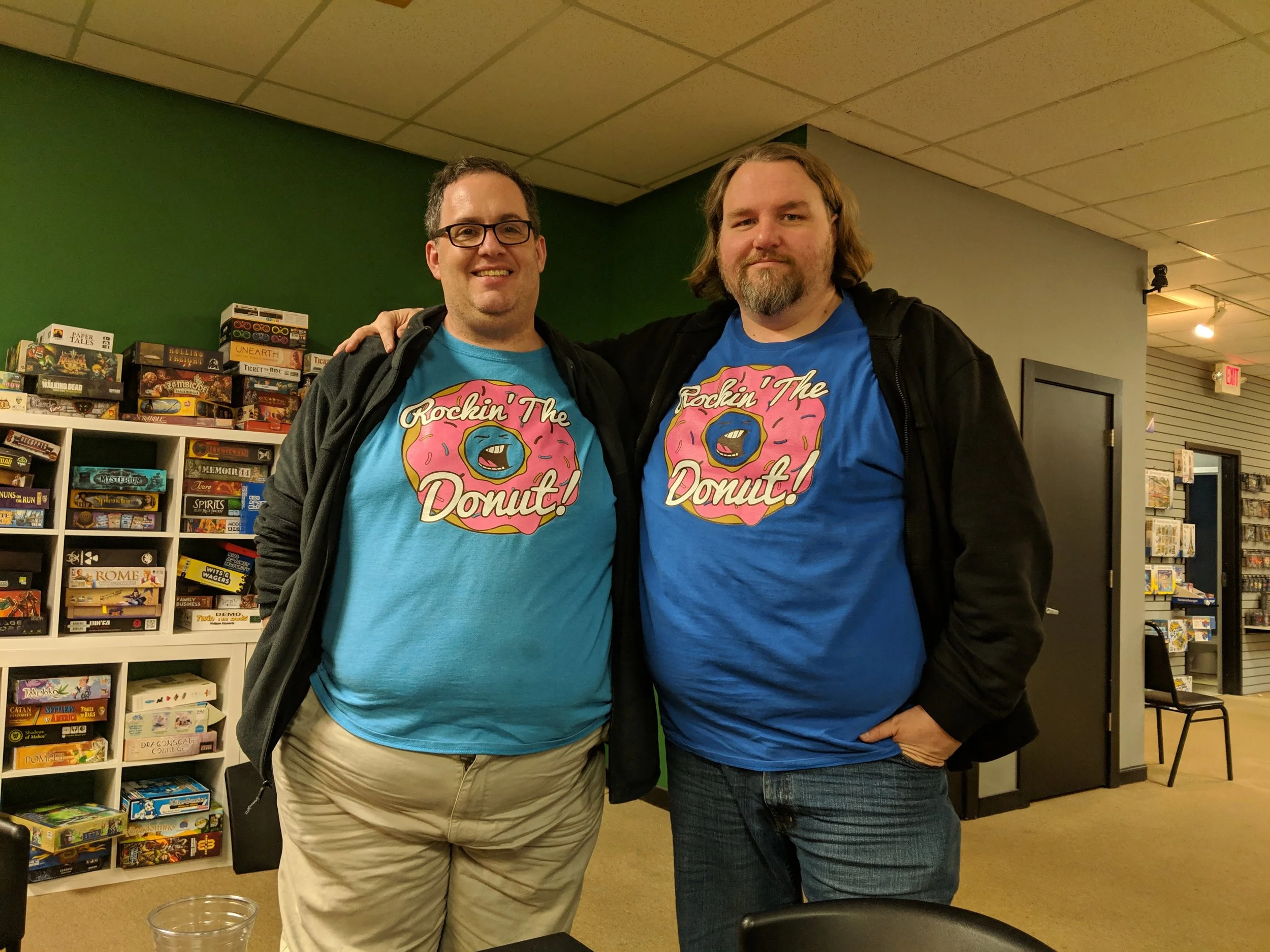 Patrick and Carl in their “Flip the Table” shirts at Kitchcon 3-D