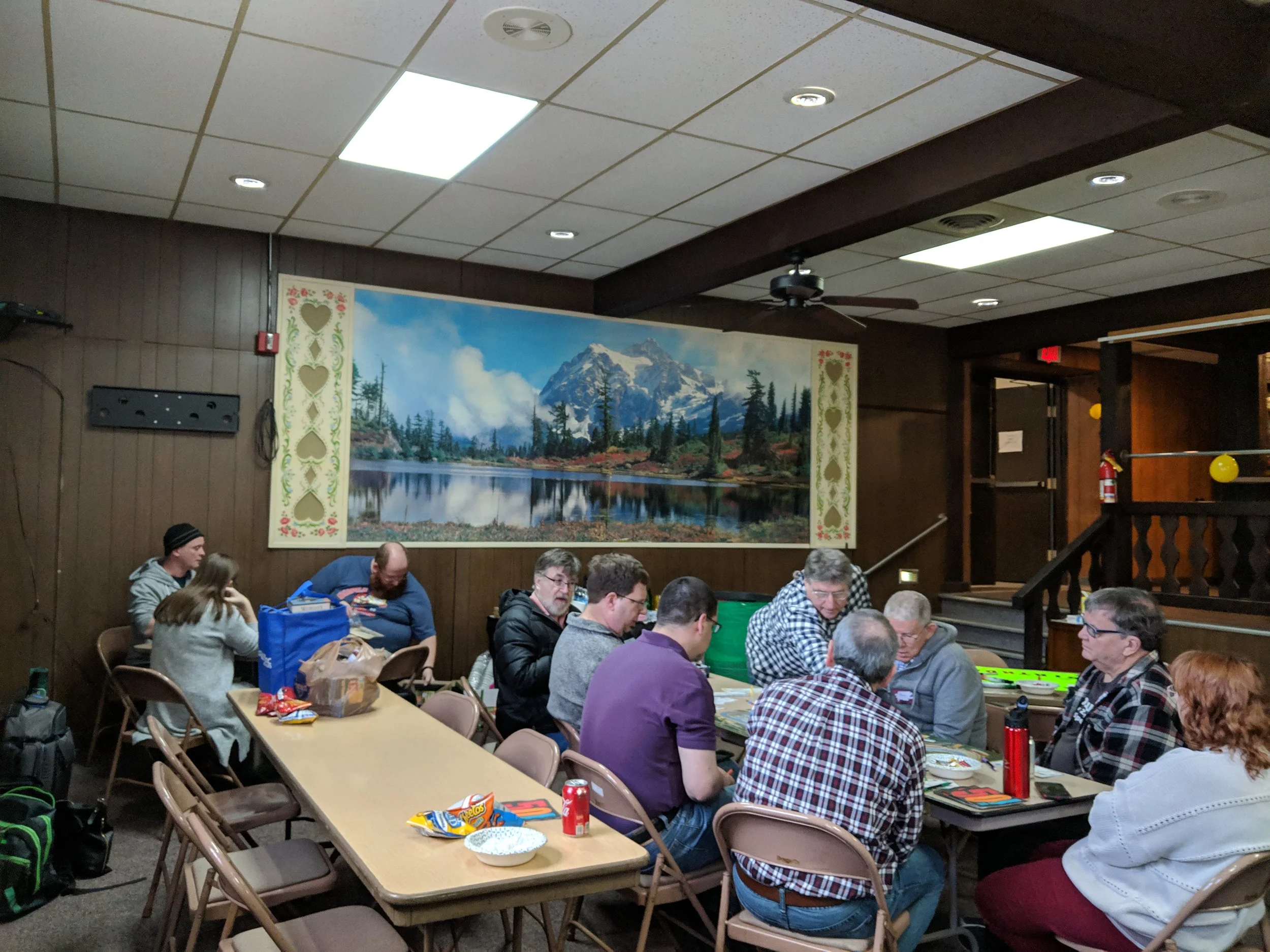 Wide view of the games in process left