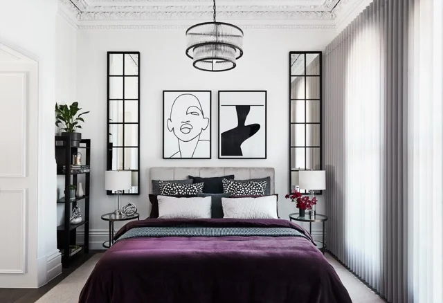 Panelled Warwick Velvet bedhead