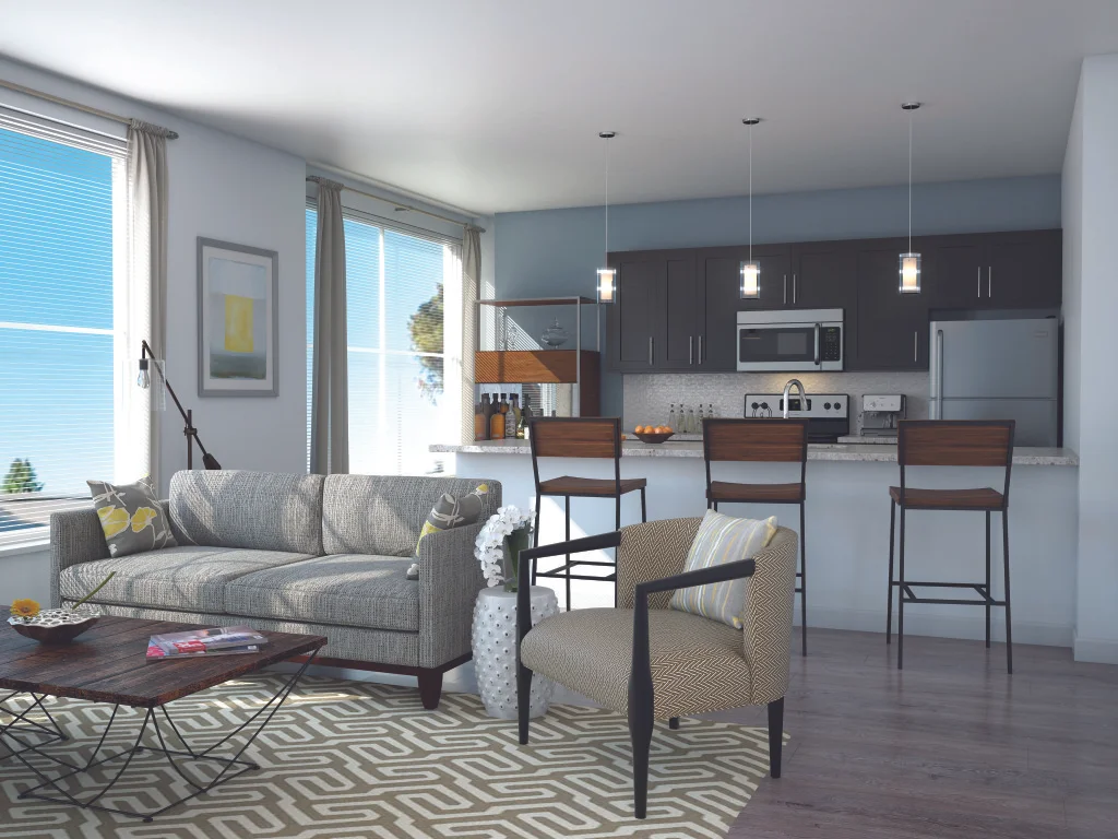Living room interior rendering