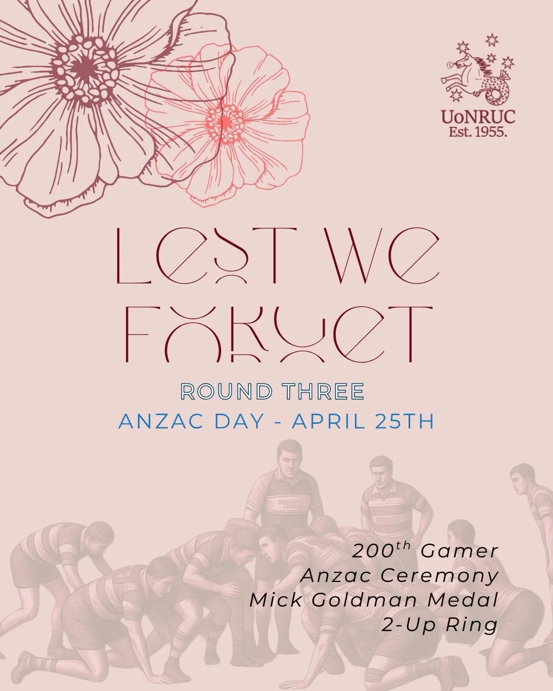 ANZAC Day at Bernie Curran Oval 🇦🇺

A massive day of footy and remembrance this Saturday.

We&rsquo;ll be recognising First Grade Captain Sam Zelinski as he joins the 200 Club, holding a short ANZAC Ceremony before First Grade, and awarding the Mic