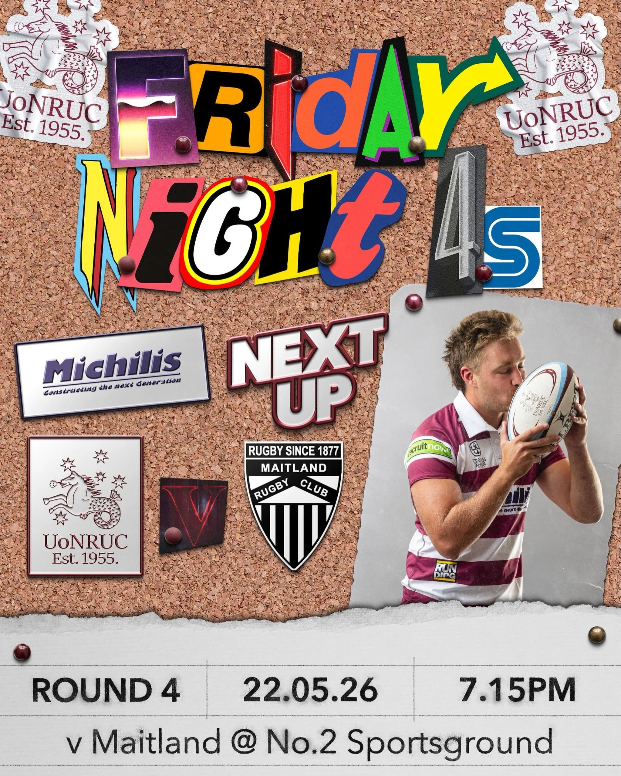 🏉 FRIDAY NIGHT FOOTY 🏉

The boys are back under lights this Friday as we take on Maitland in Round 4 🔥
Nothing better than Friday night rugby at No.2 with the ponies charging around 🐎

📍 No.2 Sportsground
🕖 7:15PM
🗓 22.05.26

Get around the la