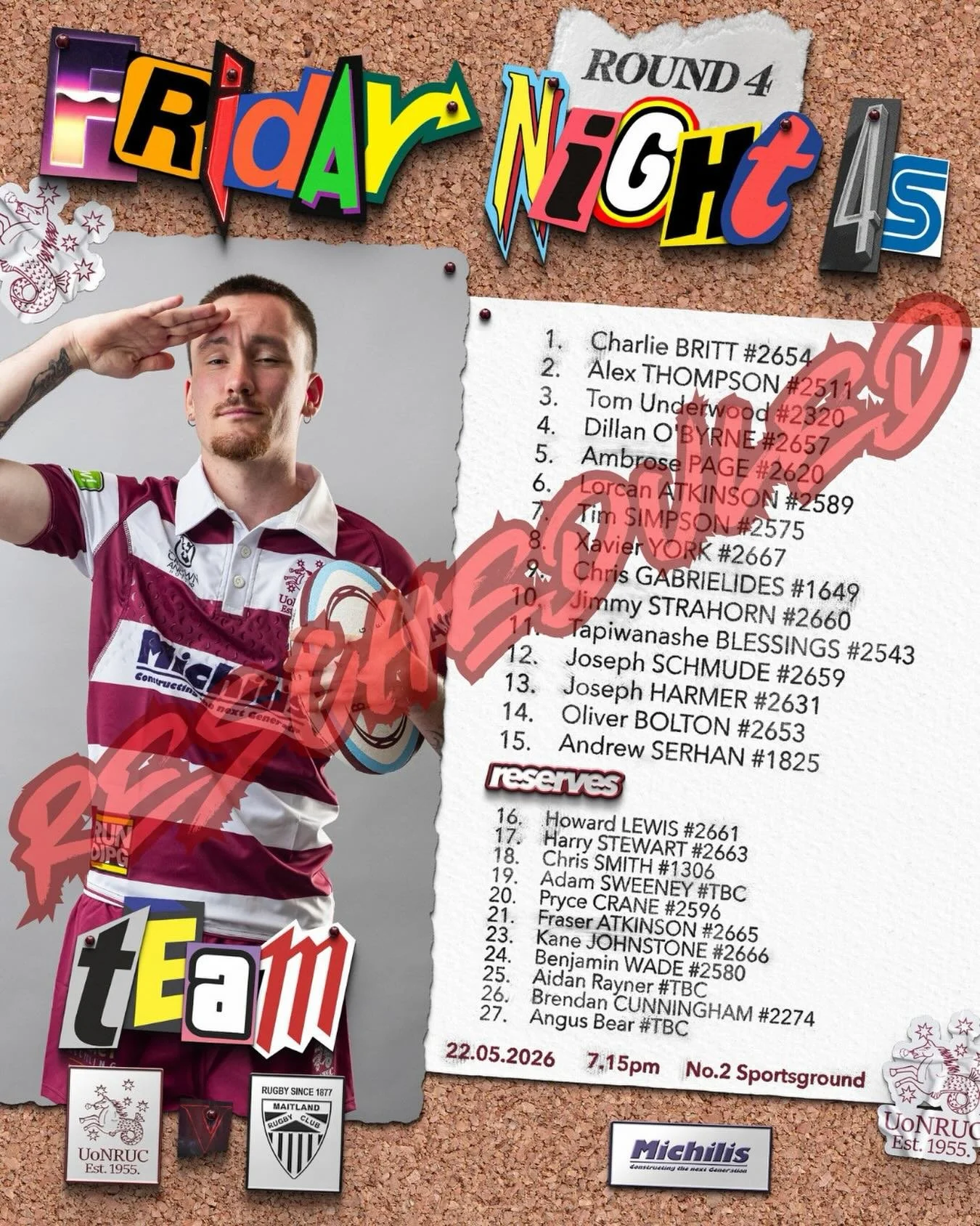 Sorry Boys. Wet weather has ruined our Friday Night 4&rsquo;s plans to run through Maitland tonight. 
Fingers crossed we see some footy this weekend 🤞🏼