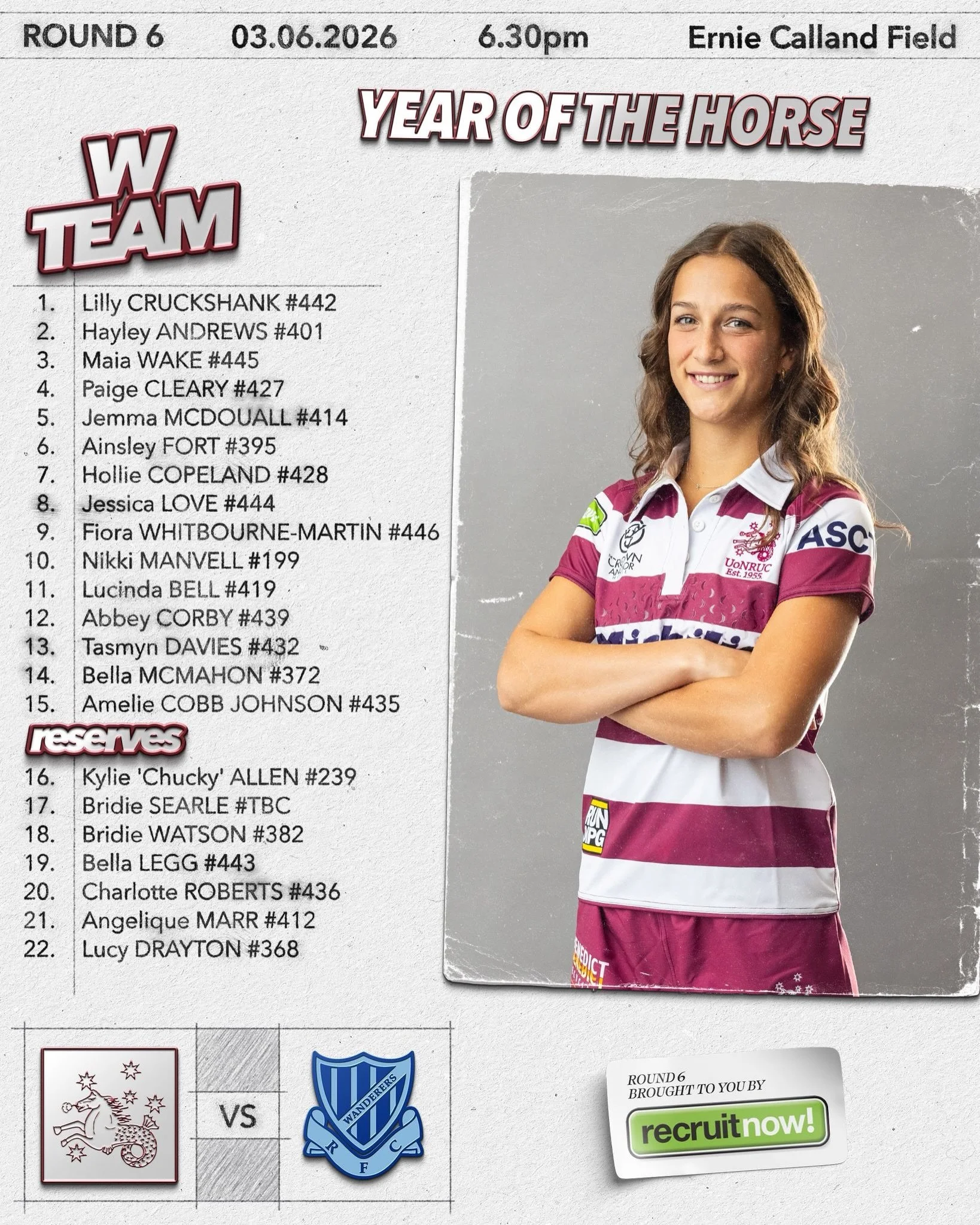 Not your usual round &mdash; a couple of catch-up games under lights this Wednesday at Ernie Calland. 🏉✨

🐴 W Team vs Wanderers
🎓 P3 Team vs Southern Beaches