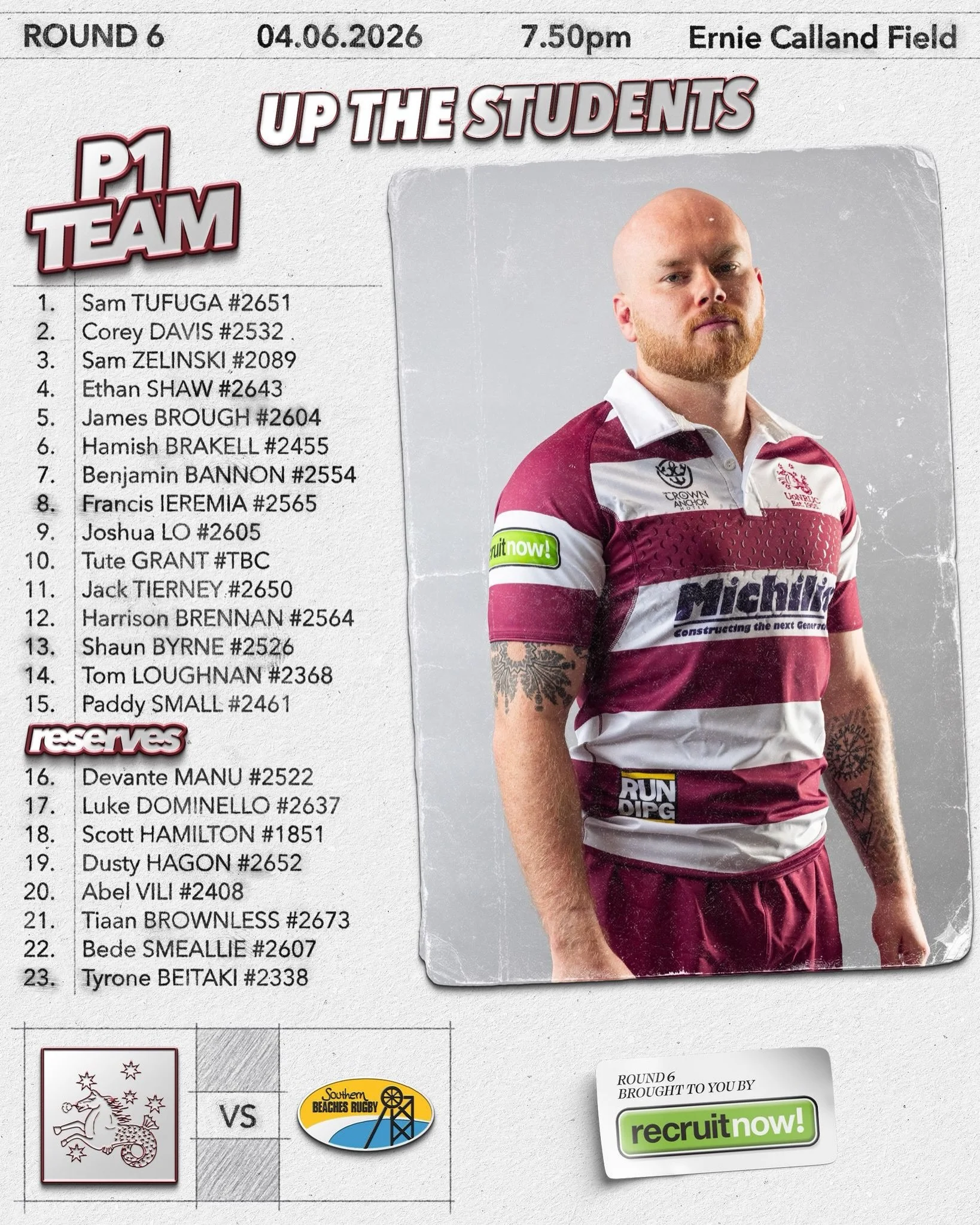 Back at Ernie Calland tonight as both grades 1 &amp; 2 take on Southern Beaches in our catch-up fixtures.

🕡 P2 Kick-off: 6:30pm
🕢 P1 Kick-off: 7:50pm
📍 Ernie Calland Field

Get down, back the boys, and enjoy a big night of rugby under lights.

#U