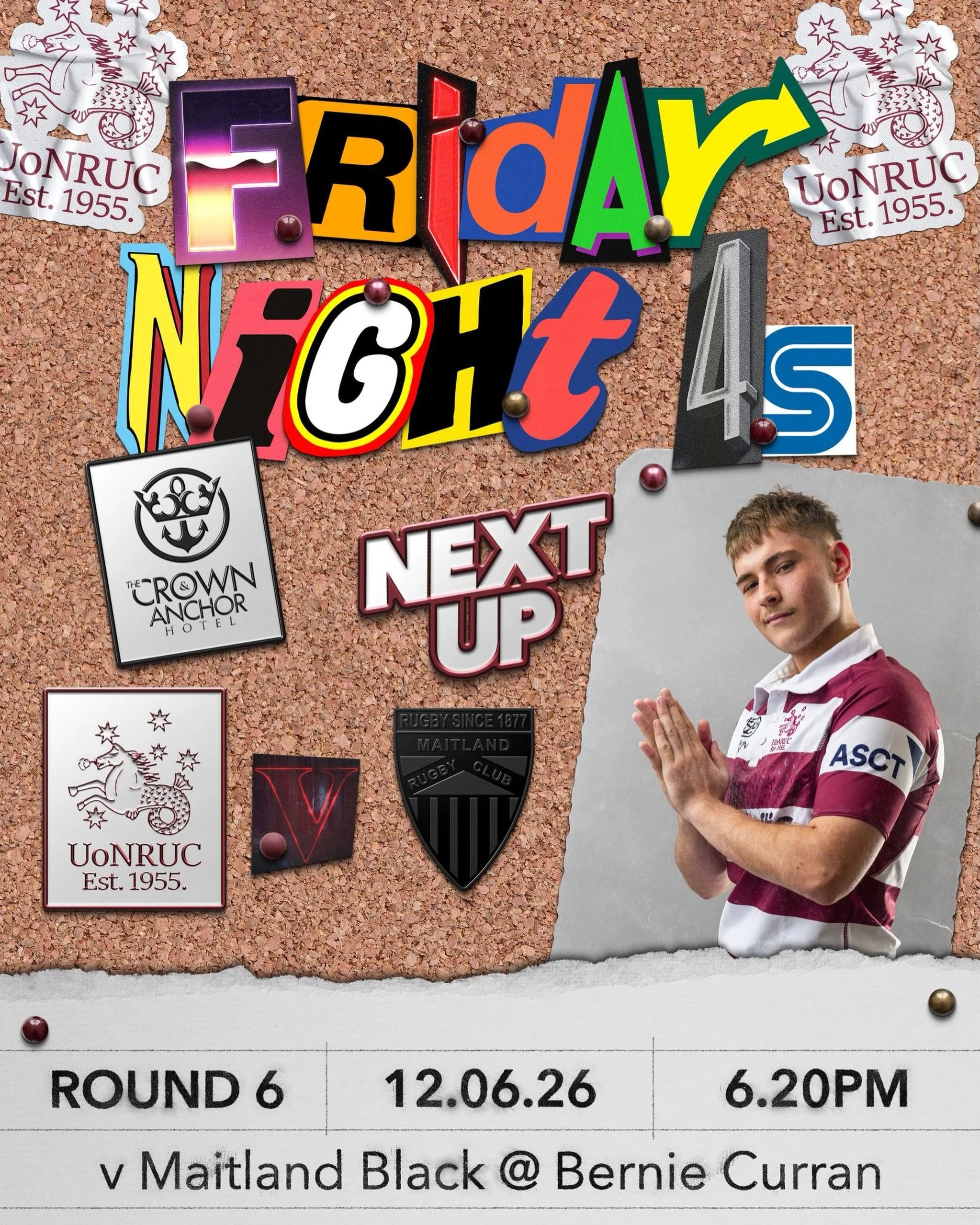🏉FRIDAY NIGHT 4s IS BACK🏉

Under the lights at Bernie Curran this Friday night as our 4th Grade side takes on Maitland🔥

A great chance to kick off the weekend with some rugby, good company, and plenty of club spirit. Get down early, make some noi