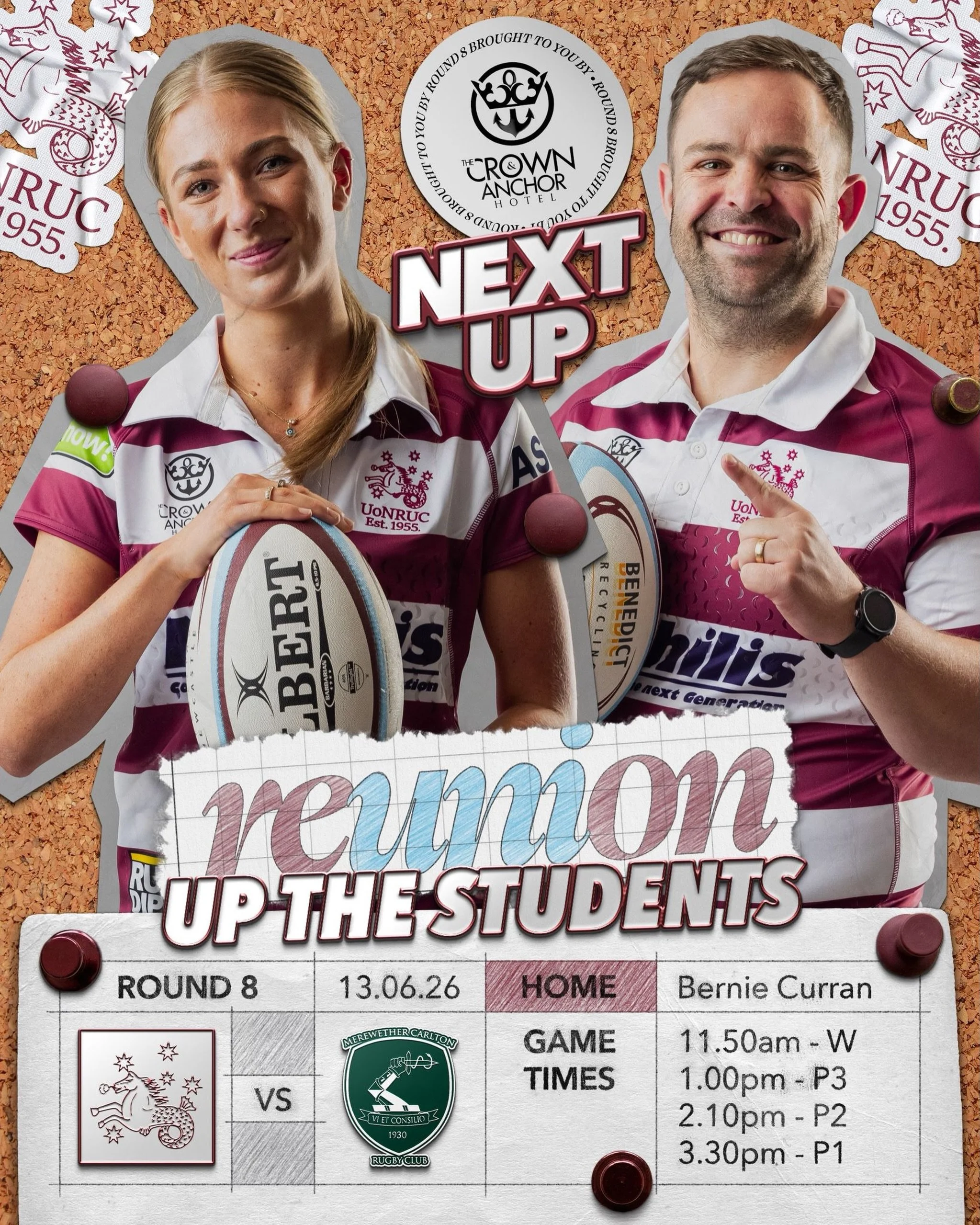 🏉 REUNION ROUND IS HERE🏉
This Saturday we welcome all past players, members, volunteers and supporters back to Bernie Curran for our annual Reunion Round. 
Whether you pulled on the jersey last year or 30 years ago, we&rsquo;d love to see you back 