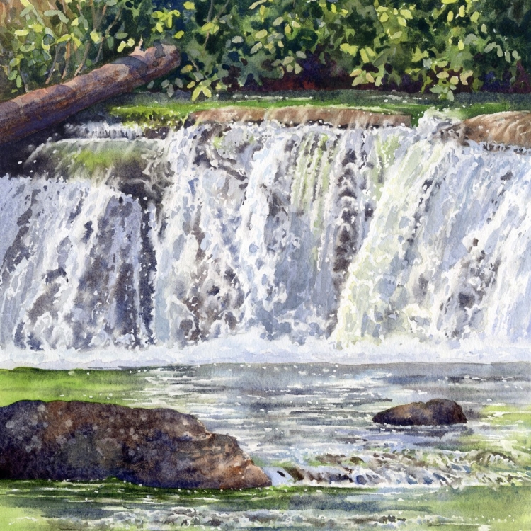 "Cascading Falls" Watercolor by Lorraine Watry