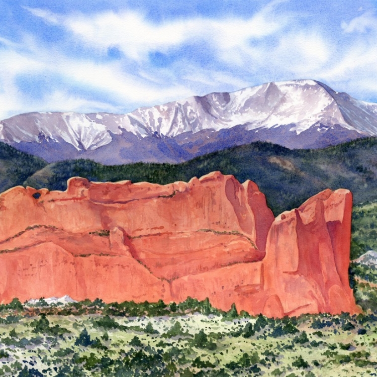 "Colorado Springs View" Watercolor by Lorraine Watry