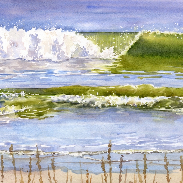 "South Carolina Waves" Watercolor by Lorraine Watry