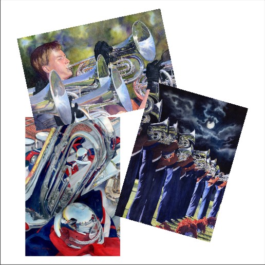 Marching Band Blank Note Cards from watercolors by Lorraine Watry