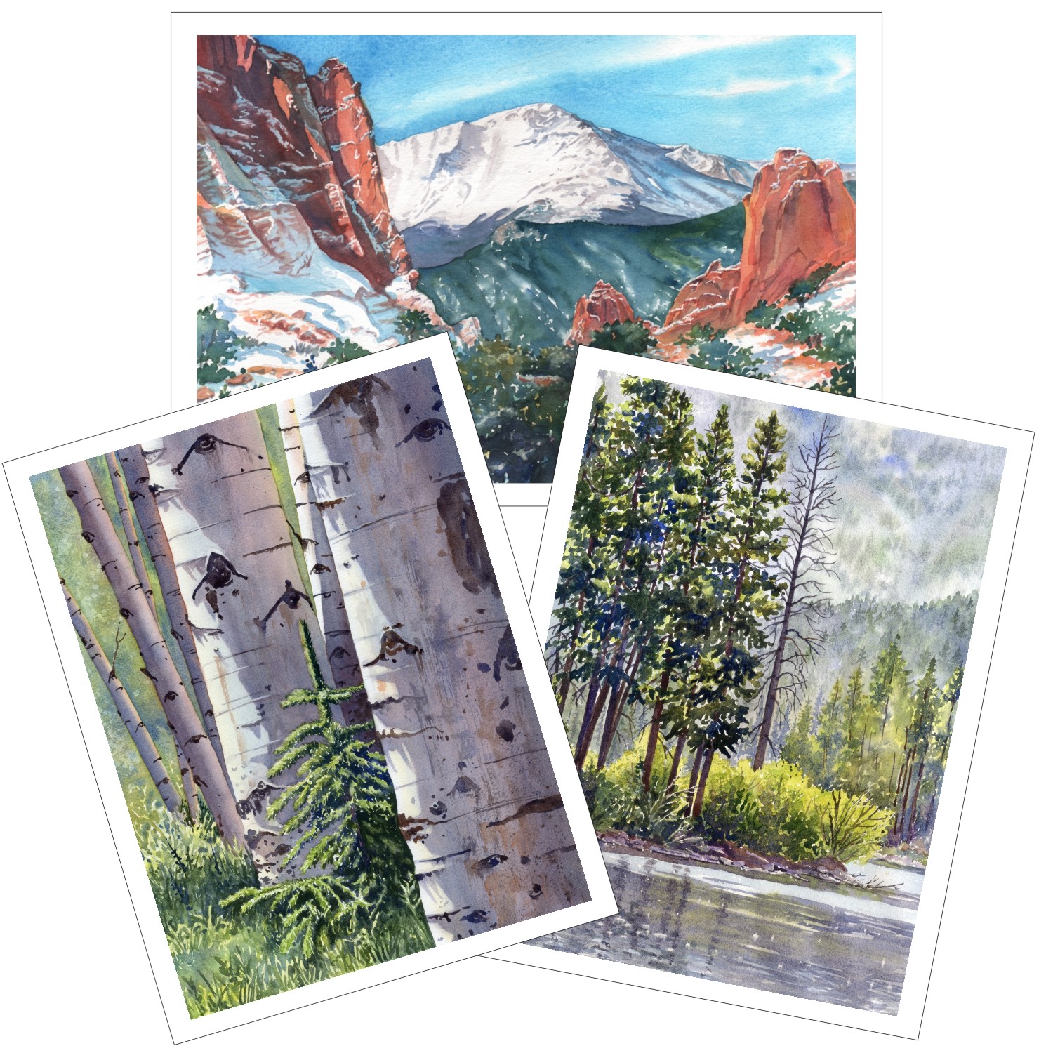 Colorado Scenes Blank Note Cards from watercolors by Lorraine Watry