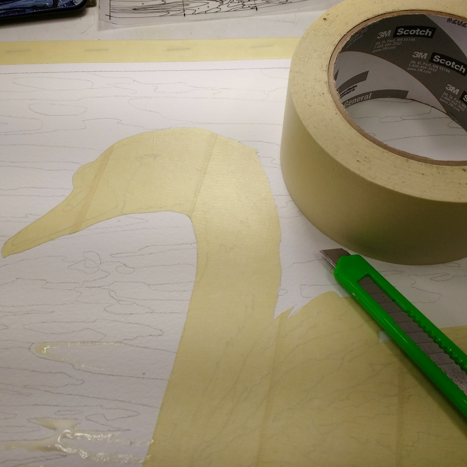 Chaiselong Furnace Fonetik Masking a Watercolor with Masking Tape by Lorraine Watry — Lorraine Watry  Studio