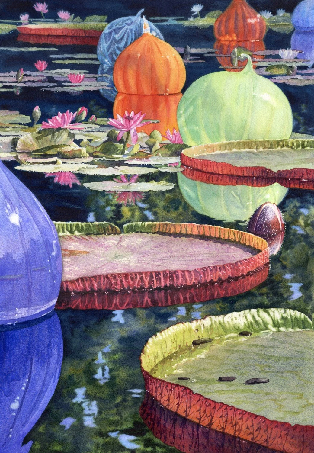 Floating-Among-the-Lilies-watercolor-Lorraine-Watry.jpg
