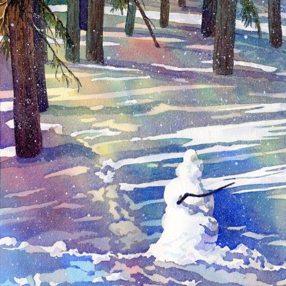 Sunlit-Snowman-watercolor-by-Lorraine-Watry.jpg