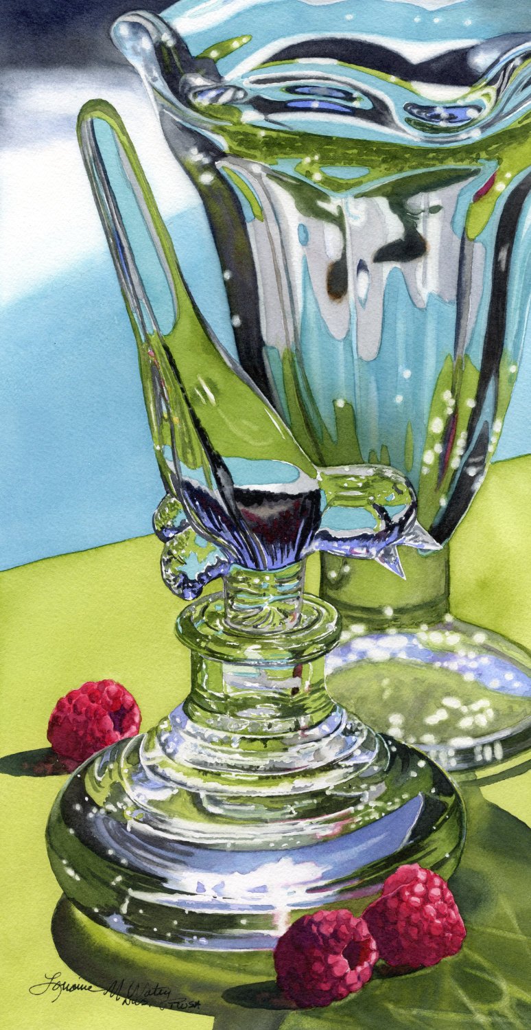 watercolor, Bird and Raspberries, by Lorraine Watry