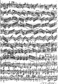 Excerpt from J. S. Bach's Chaconne for solo violin (autograph score).