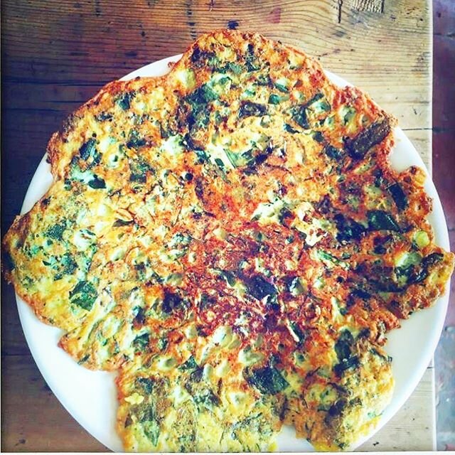 Learning how to make vegan Frittata with foraged sorrel, wild garlic and mallow leaves. Lucy gives her recipe. &ldquo; In a bowl, whisk up a couple of desert spoonfuls of chick pea flour ( gram flour) and a couple of desertspoon fulls of vegan egg po