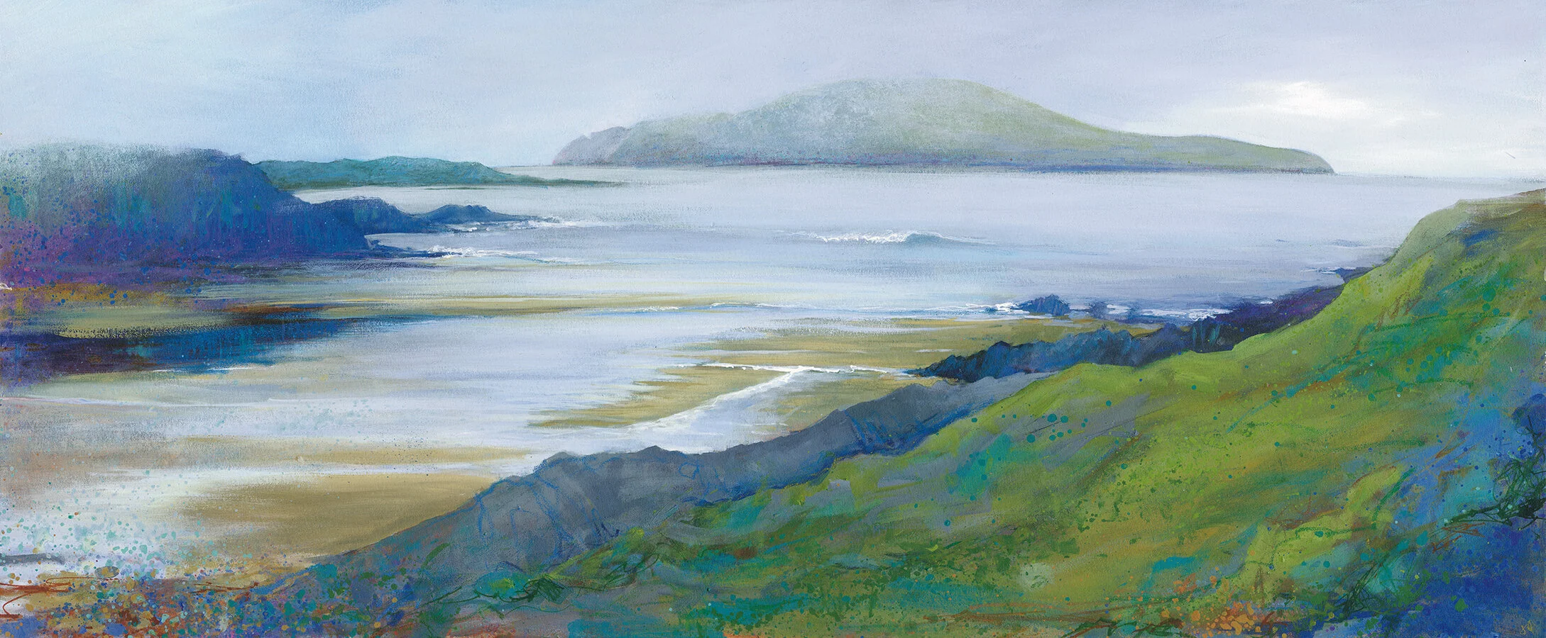 Painting of Cows Strand, seascape of Sherkin Island, Ireland