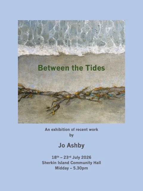 Poster with image of painting and text about art exhibition at Sherkin Island Community Hall 18-23 July 2026