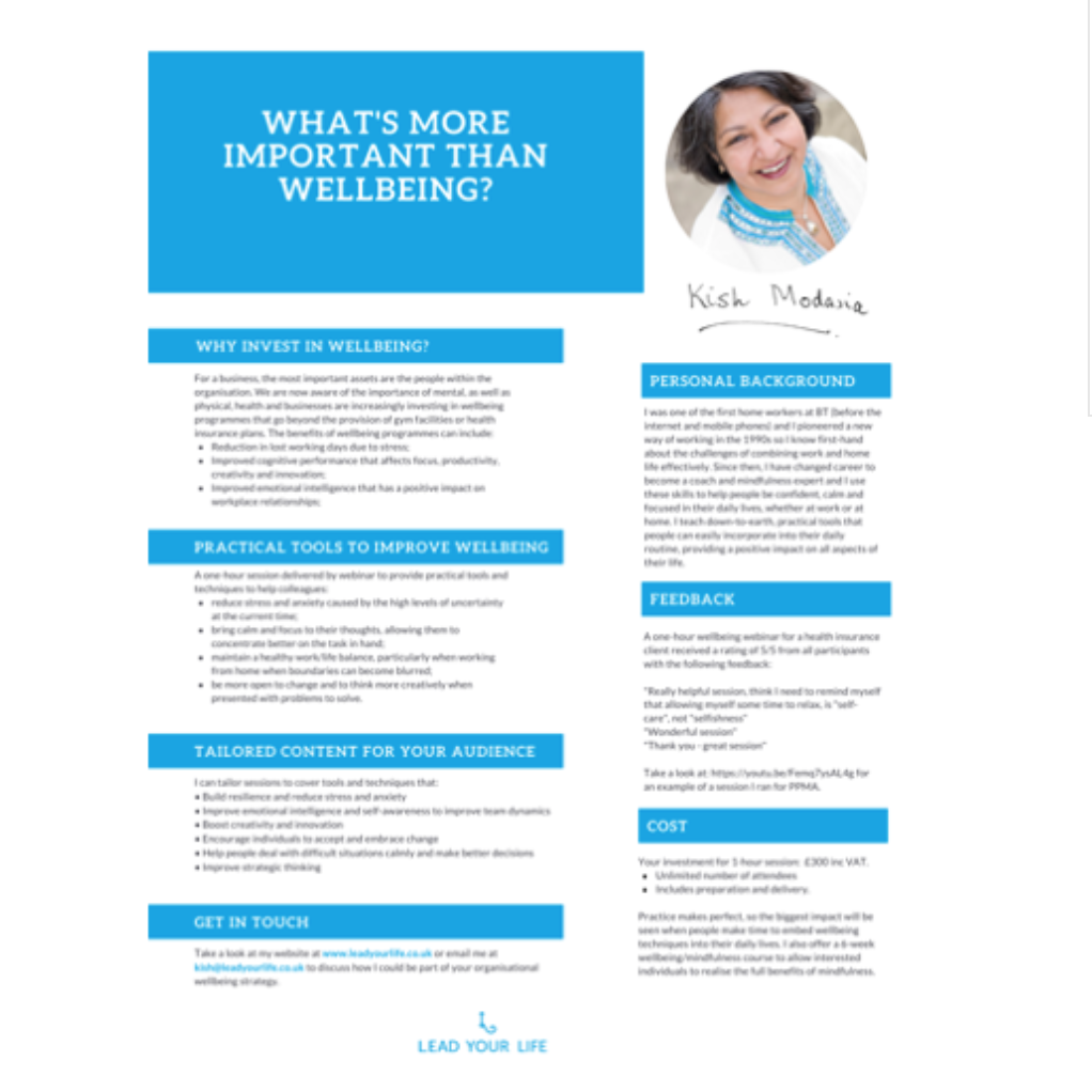 Wellbeing Webinar Flyer