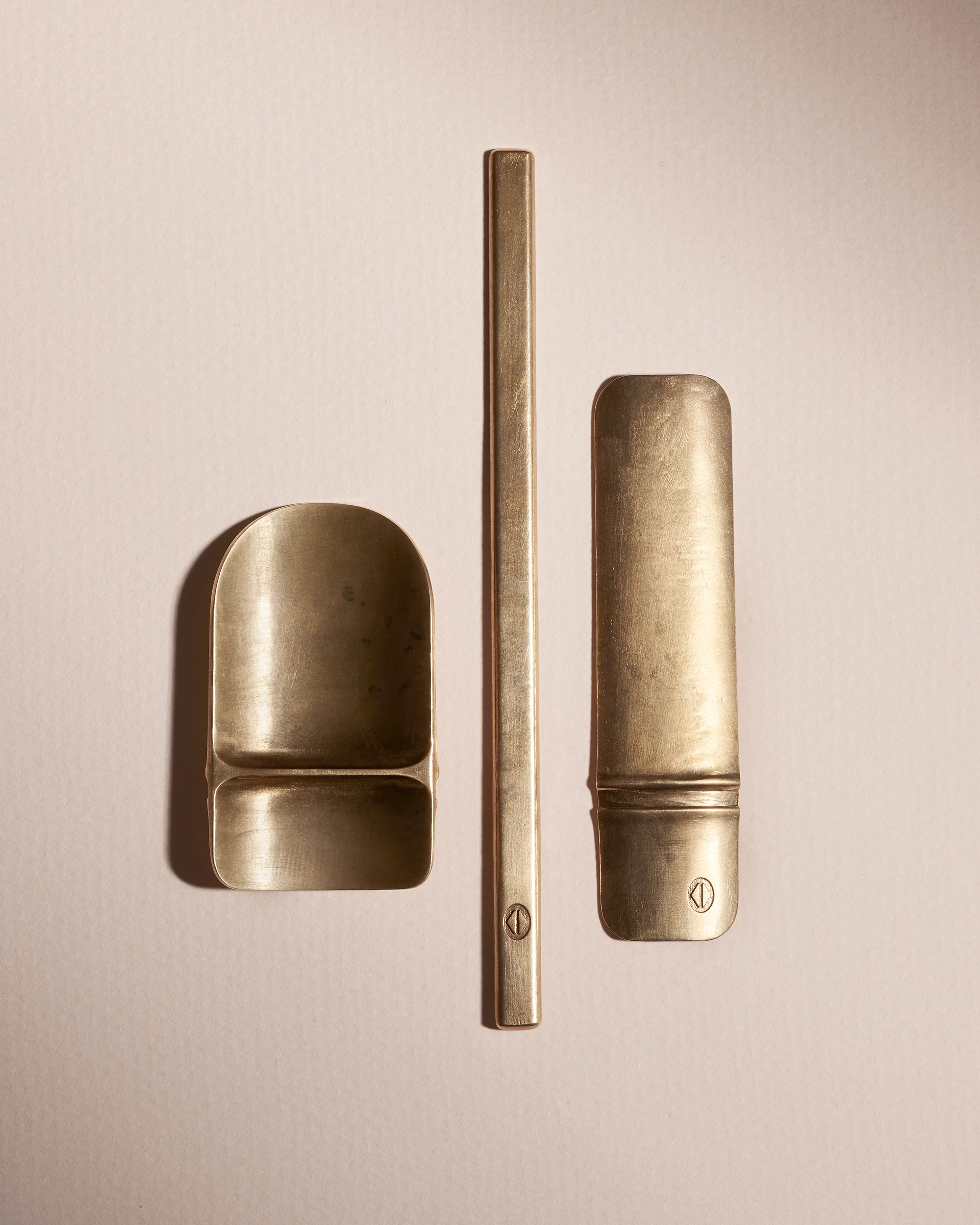 Studio Alexander Hinnerskov 3d-printed cast bronze tableware collection Tea Scoop Swizzle Stick Dessert Spoon