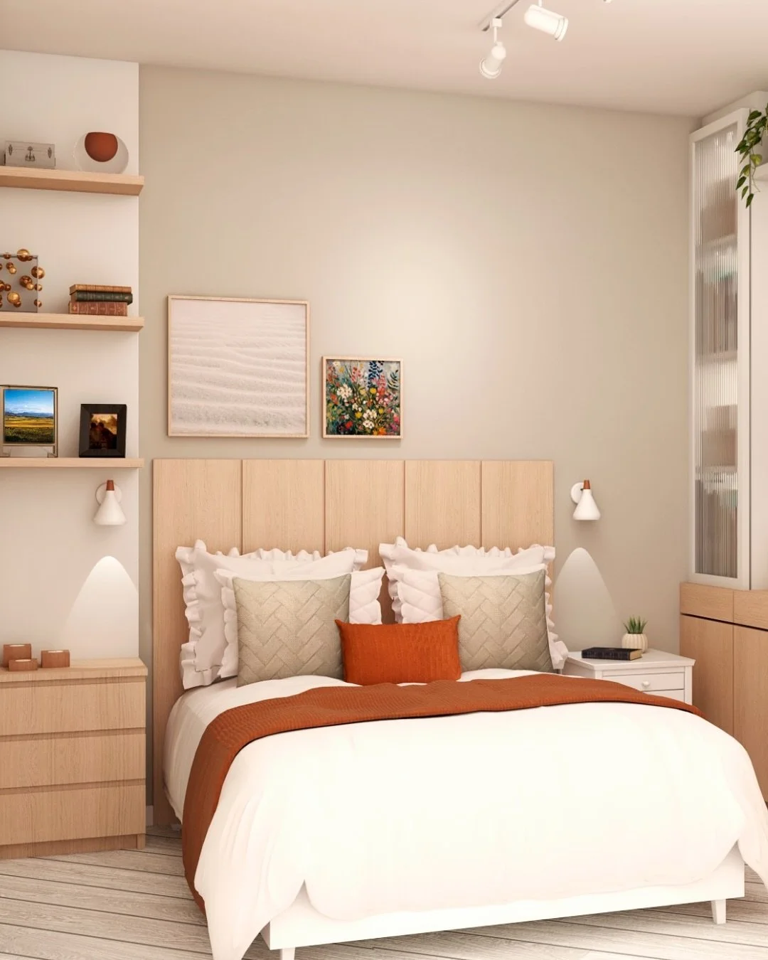 Quarto de Casal: Aconchego, Organiza&ccedil;&atilde;o e Vista Otimizada! 🌙

A gente sabe que em apartamentos o armazenamento nunca &eacute; demais, mesmo quando o closet &eacute; separado! Nesse projeto o desafio era criar mais espa&ccedil;o para gu