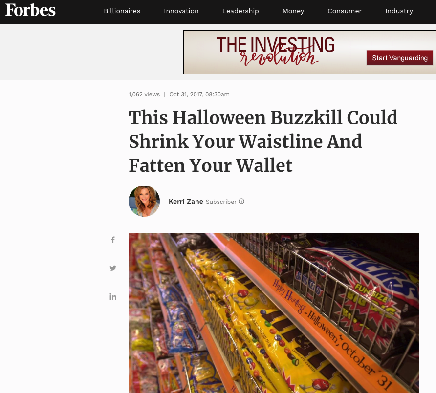 Forbes - This Halloween Buzzkill Could Shrink Your Waistline And Fatten Your Wallet