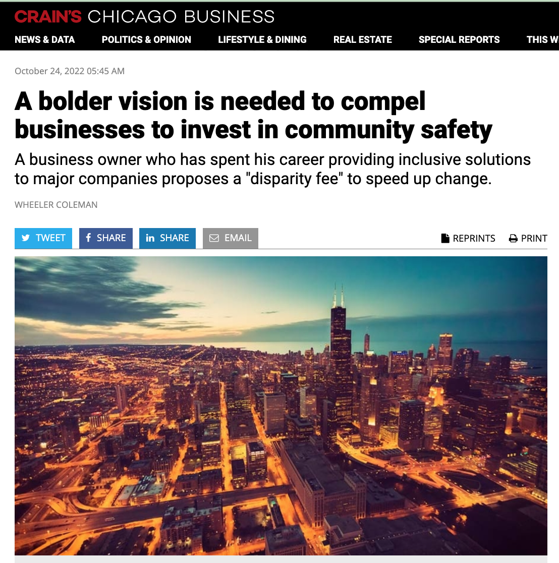 Crain's Chicago Business - A Bolder Vision is Needed to Compel Businesses to Invest in Community Safety